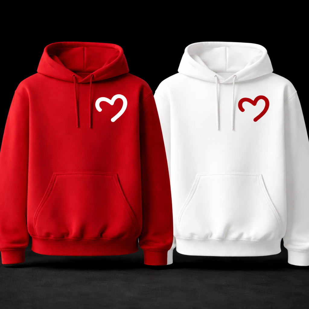 Love Hoodies Duo | Rouge & blanc