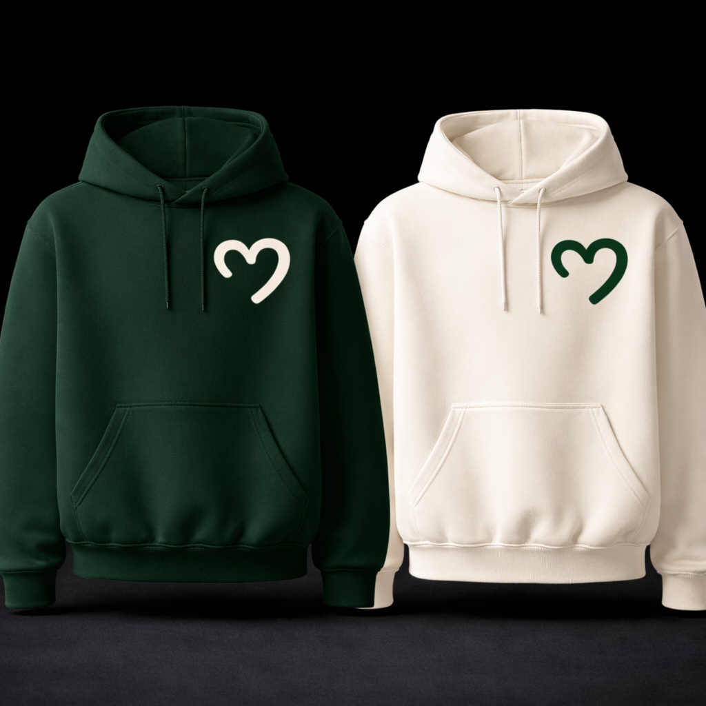 Love Hoodies Duo | Vert & crème