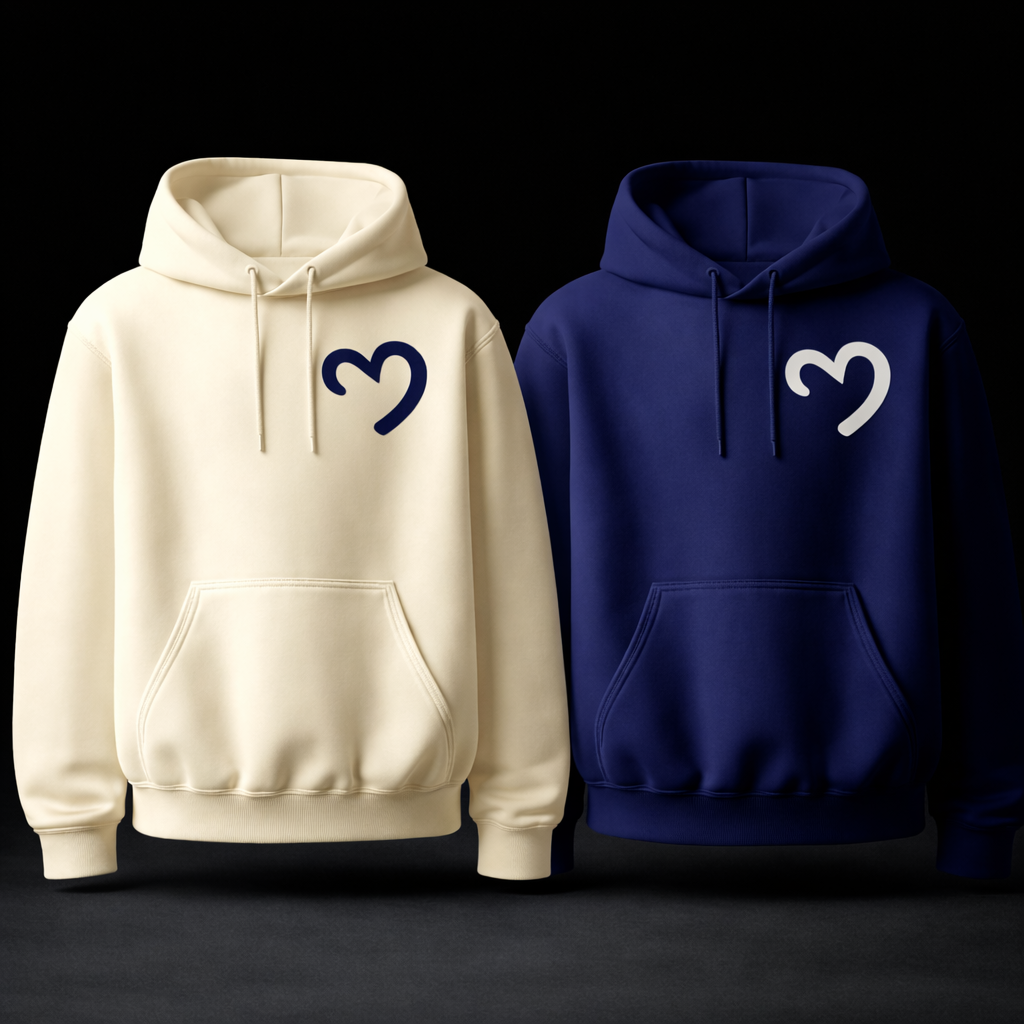 Love Hoodies Duo | Crème & bleu marine